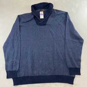 NWT Tasso Elba Soft Touch TABL Navy Blue Long Sleeve Shawl Sweater Mens 2XLT
